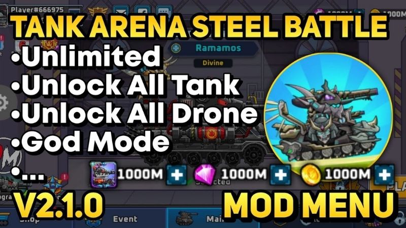 Tải Tank Arena Steel Battle Hack (Vô Hạn Tiền, Kim Cương) v2.1.2 Đặc Quyền Chiến Thắng Của Tank Arena Steel Battle Hack